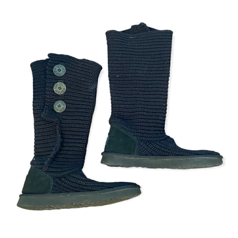 UGG® Classic Cardy Knit Boots in Black - Picture 1 of 4
